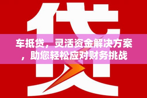 阳原车抵贷，灵活资金解决方案，助您轻松应对财务挑战