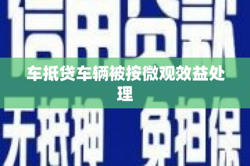 眉县车抵贷车辆被按微观效益处理