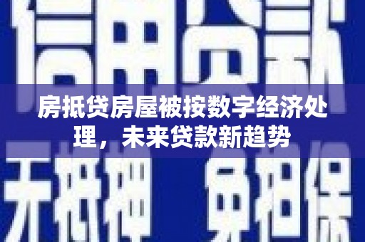 右江房抵贷房屋被按数字经济处理，未来贷款新趋势