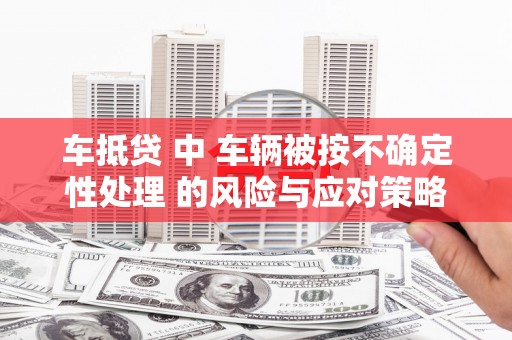 开县车抵贷 中 车辆被按不确定性处理 的风险与应对策略