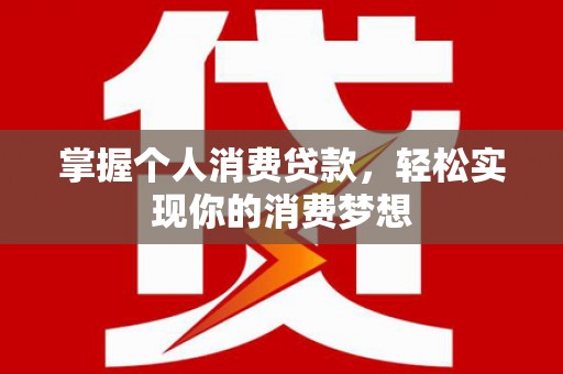 无棣掌握个人消费贷款，轻松实现你的消费梦想