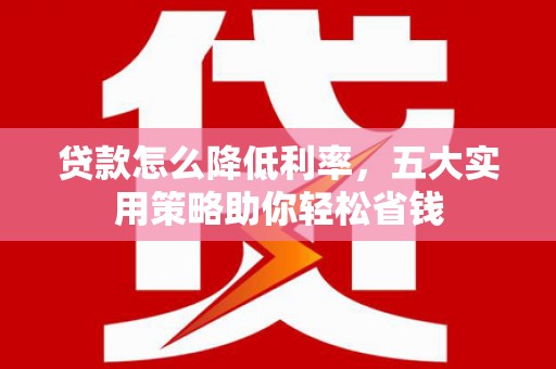 白河贷款怎么降低利率，五大实用策略助你轻松省钱