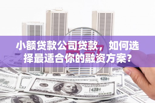 民众小额贷款公司贷款，如何选择最适合你的融资方案？