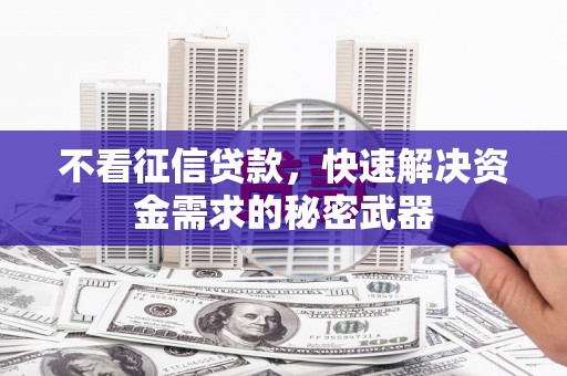 砚山不看征信贷款，快速解决资金需求的秘密武器