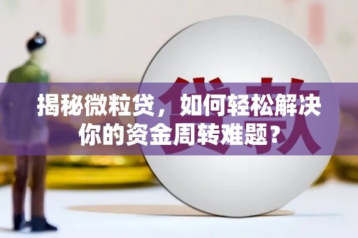 象山揭秘微粒贷，如何轻松解决你的资金周转难题？