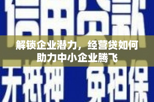 公安解锁企业潜力，经营贷如何助力中小企业腾飞