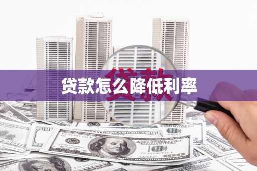 莫旗贷款怎么降低利率