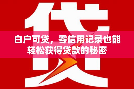 尖扎白户可贷，零信用记录也能轻松获得贷款的秘密
