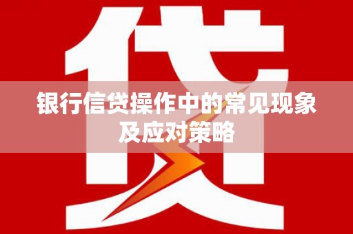建水银行信贷操作中的常见现象及应对策略