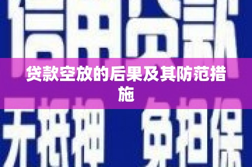 望花贷款空放的后果及其防范措施