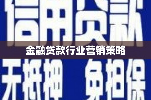 沙河口金融贷款行业营销策略
